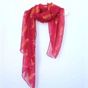 La Soul Red Foxes Roaming Scarf Chiffon